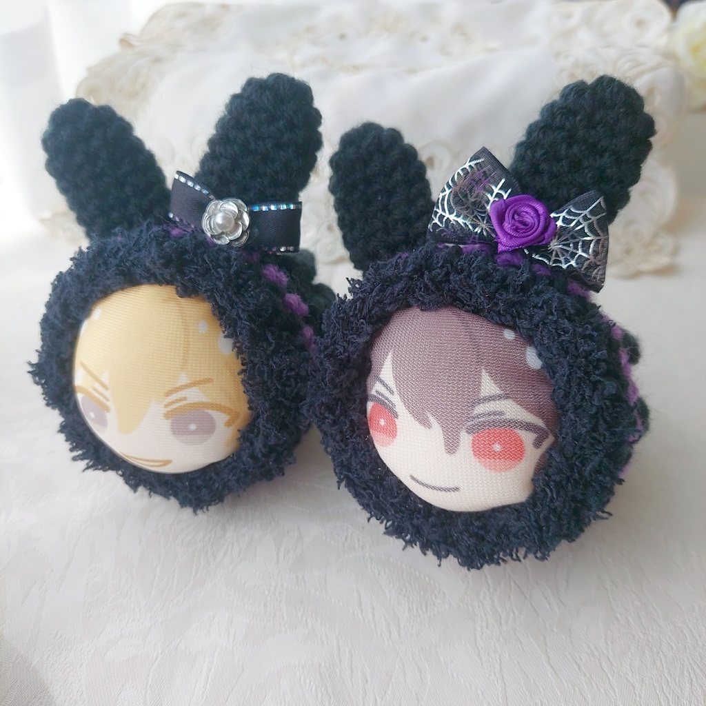 おまんじゅう着ぐるみ　うさ耳黒紫