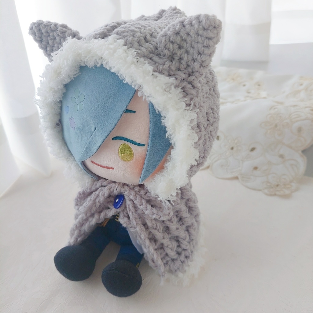 わんぱくぬい着ぐるみ　グレー　青ボタン（色変更可）