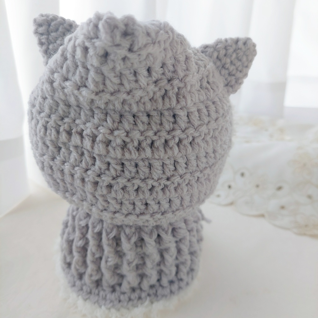 わんぱくぬい着ぐるみ グレー 青ボタン(色変更可)