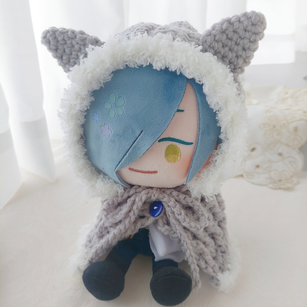 わんぱくぬい着ぐるみ グレー 青ボタン(色変更可)