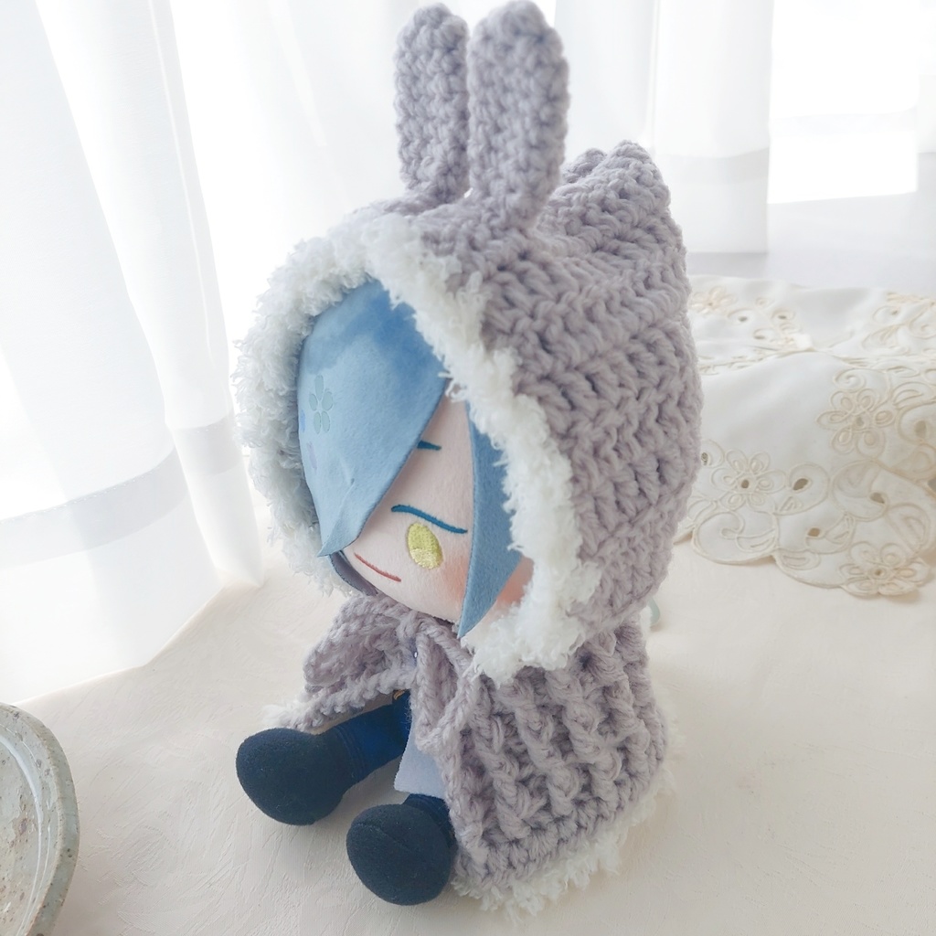 わんぱくぬい着ぐるみ ライトグレーうさ耳しっぽ付