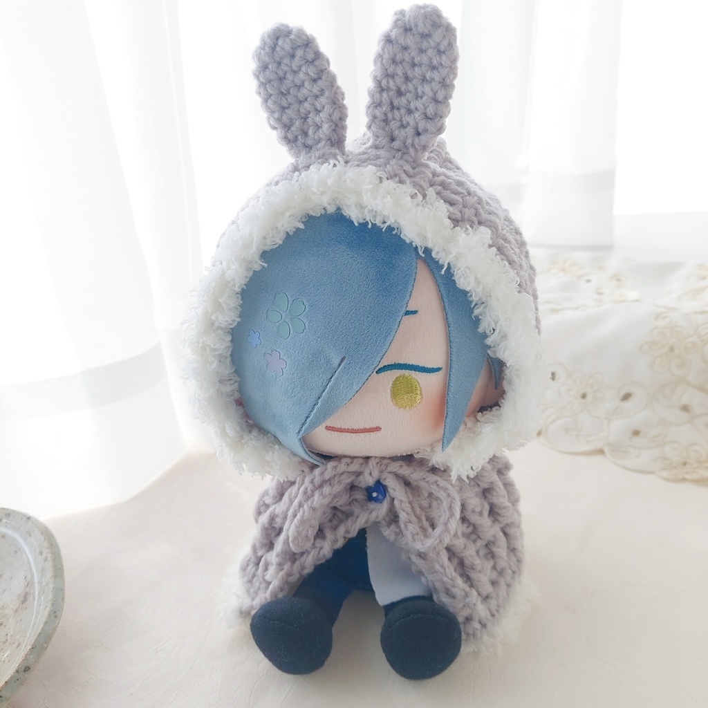 わんぱくぬい着ぐるみ ライトグレーうさ耳しっぽ付