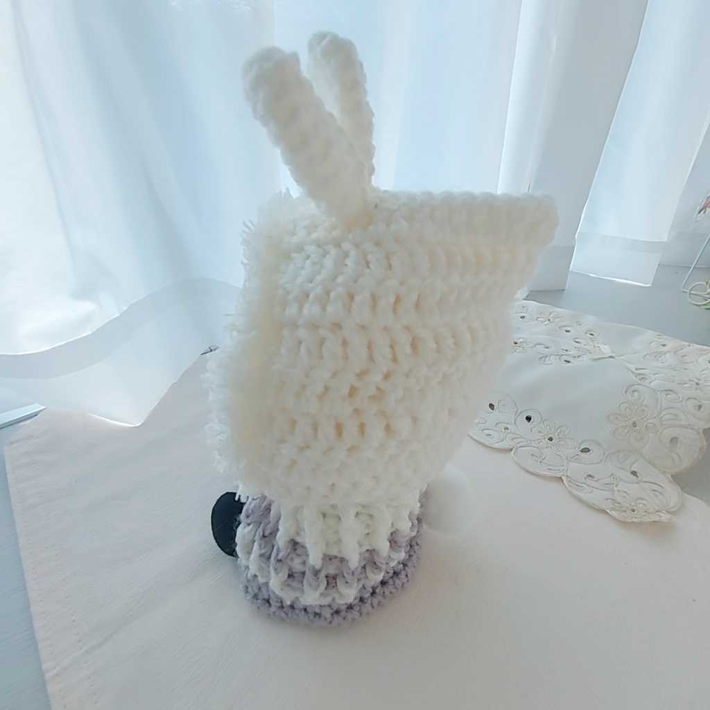 わんぱくぬいサイズ着ぐるみ 白ライトグレーうさ耳しっぽ付