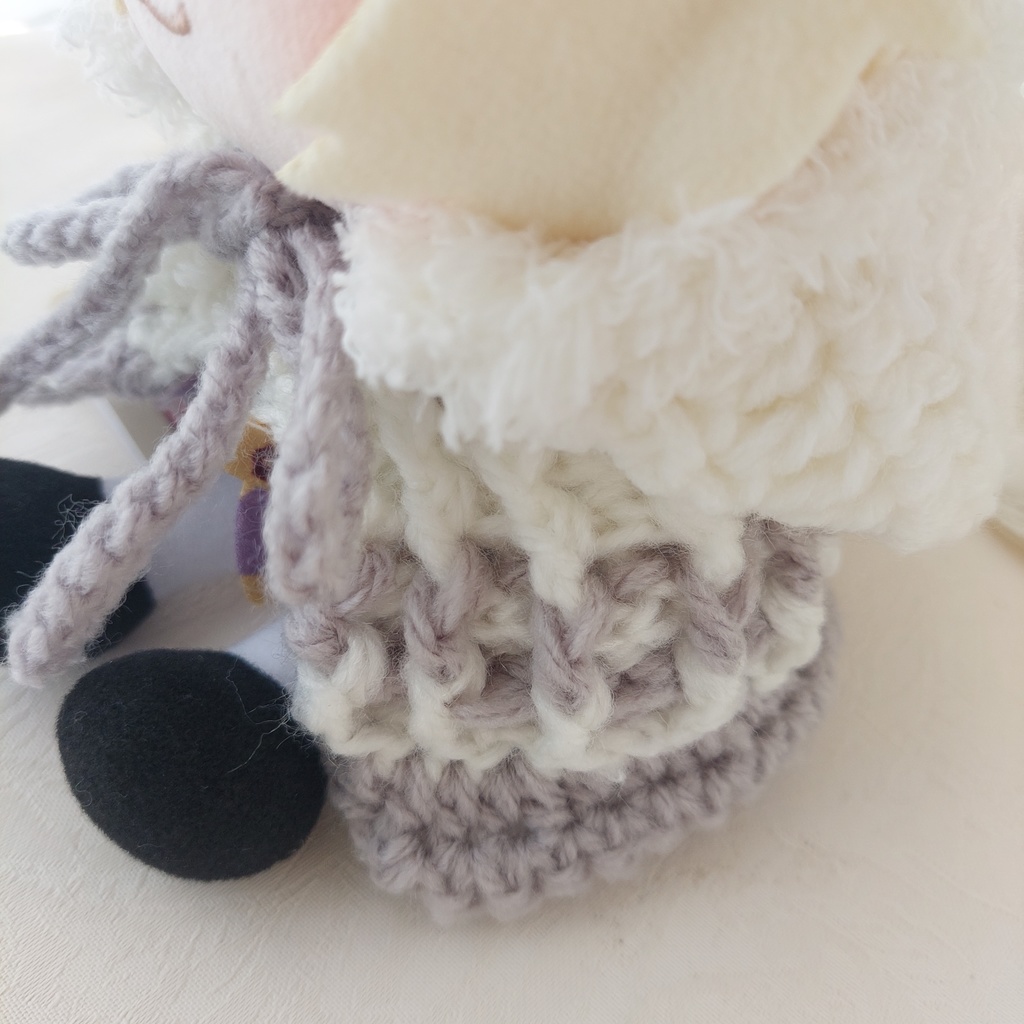 わんぱくぬいサイズ着ぐるみ 白ライトグレーうさ耳しっぽ付