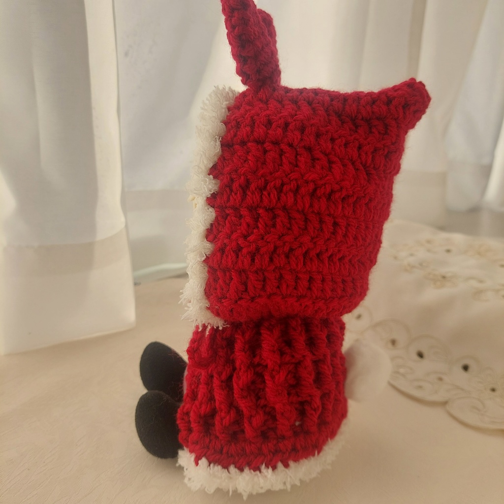 わんぱくぬいサイズ ぬい服 ルージュレッド白うさ耳しっぽ付