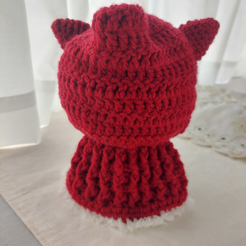 わんぱくぬい着ぐるみ ルージュレッド白モフねこ耳