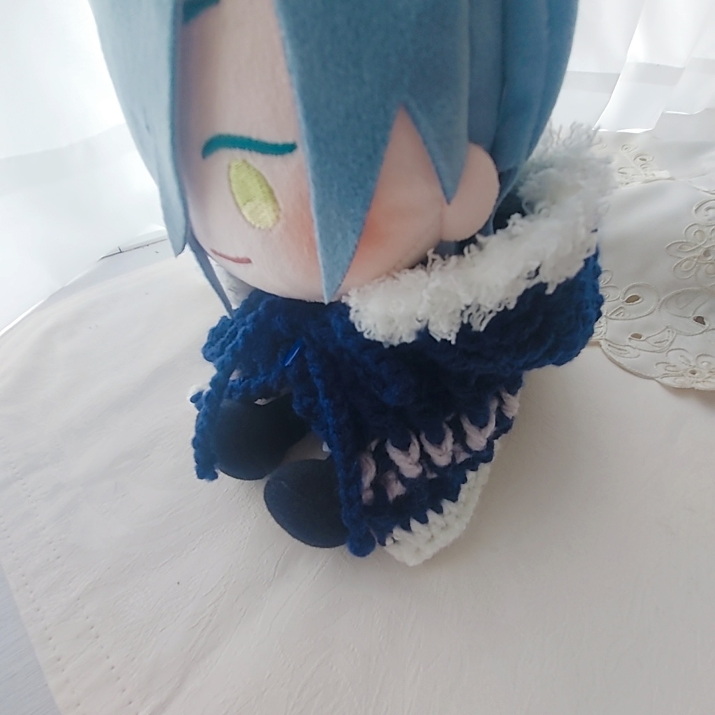 わんぱくぬい着ぐるみ 紺色グレーモフモフ白うさ耳しっぽ付