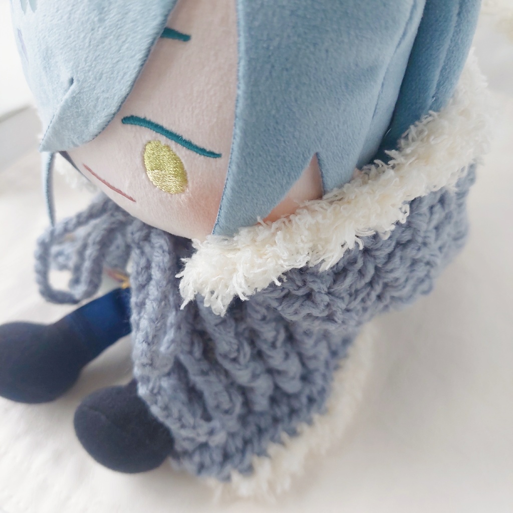 わんぱくぬいサイズ着ぐるみ くすみブルーうさ耳しっぽ付