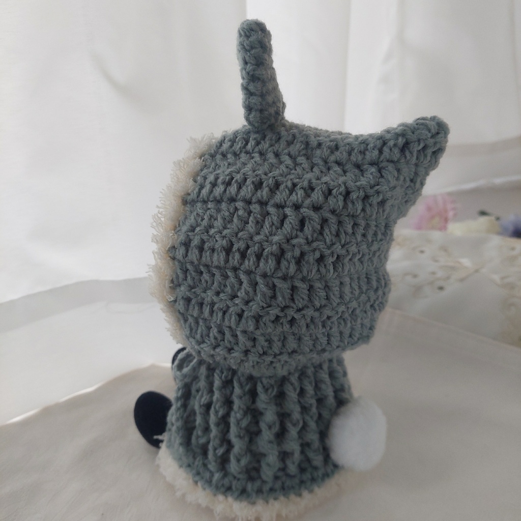 わんぱくぬいサイズ着ぐるみ くすみグリーンうさ耳しっぽ付