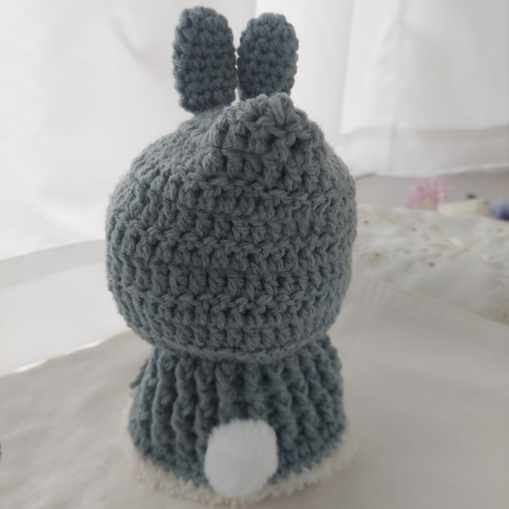 わんぱくぬいサイズ着ぐるみ くすみグリーンうさ耳しっぽ付