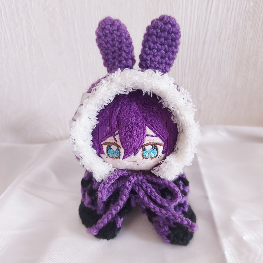 いつぬい用着ぐるみ 紫黒うさ耳白しっぽ付