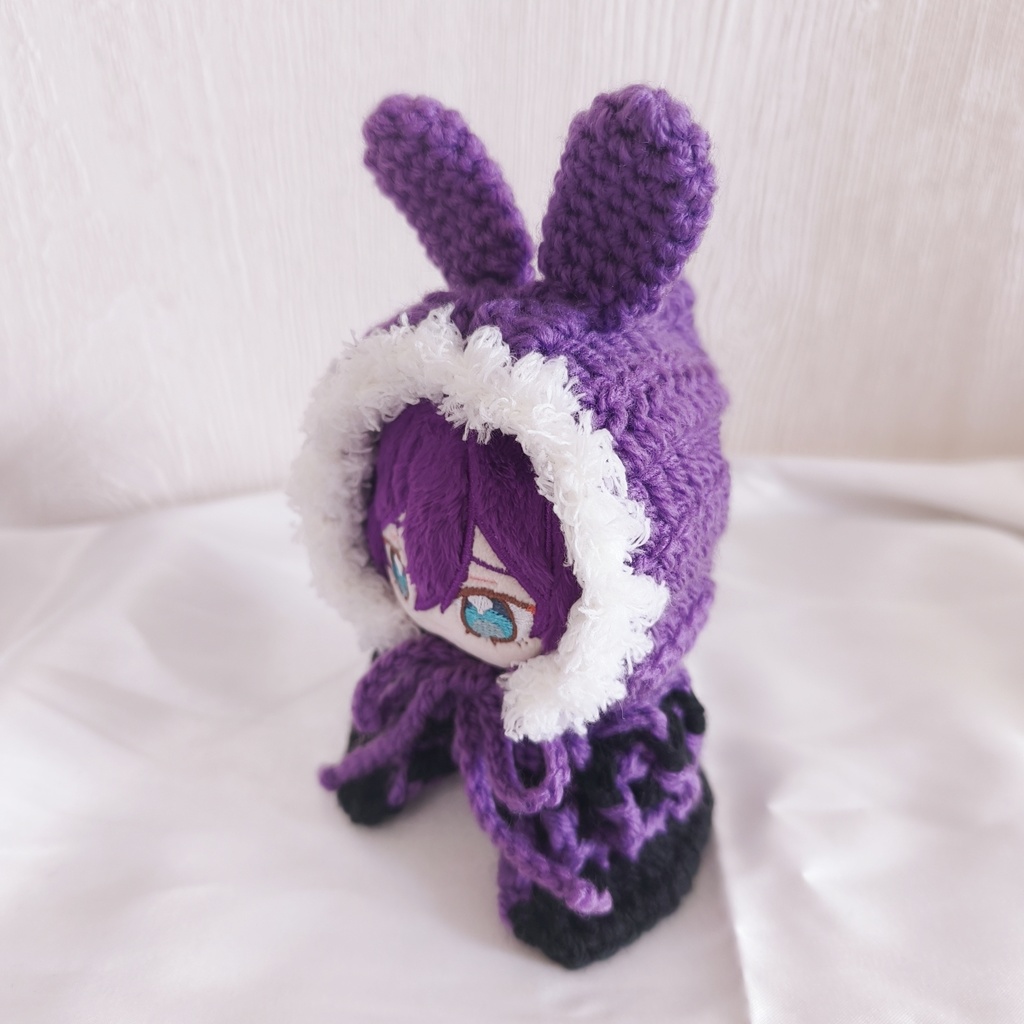 いつぬい用着ぐるみ　紫黒うさ耳白しっぽ付