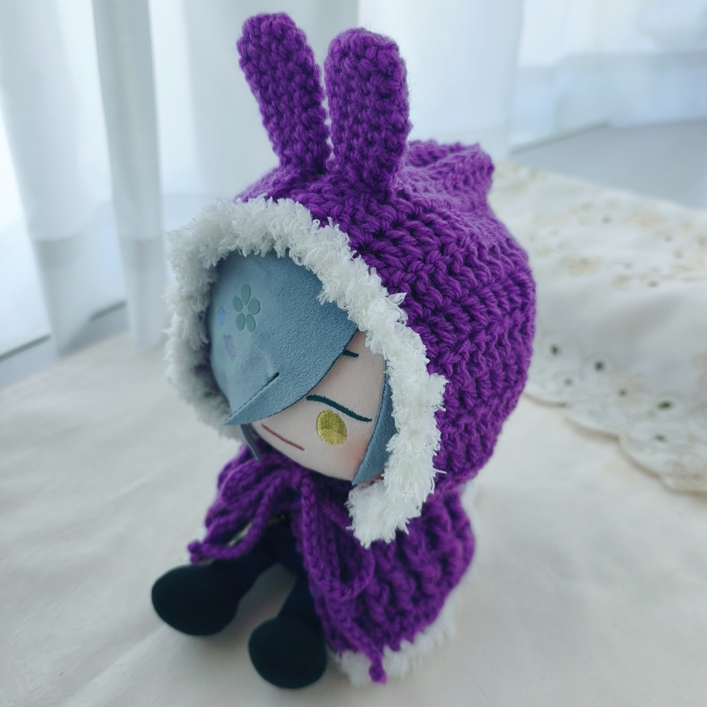 わんぱくぬい用着ぐるみ　紫うさ耳しっぽ付