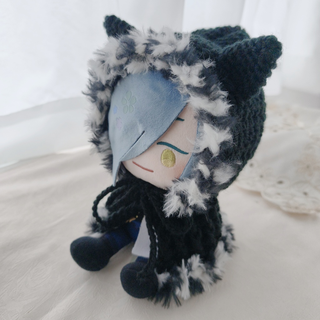 わんぱくぬい着ぐるみ　黒ねこ耳黒白ファー