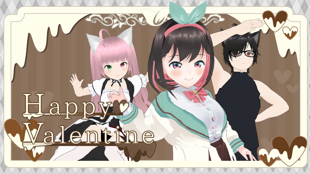 【フリー素材】ロゴ・背景 バレンタインチョコ 4枚セット