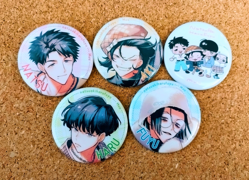 ナツアキハルフユ 缶バッジ