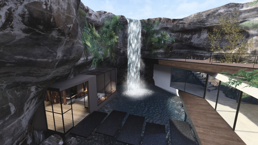 【VRC向けワールド】滝の隠れ家 -Waterfall Hideout-