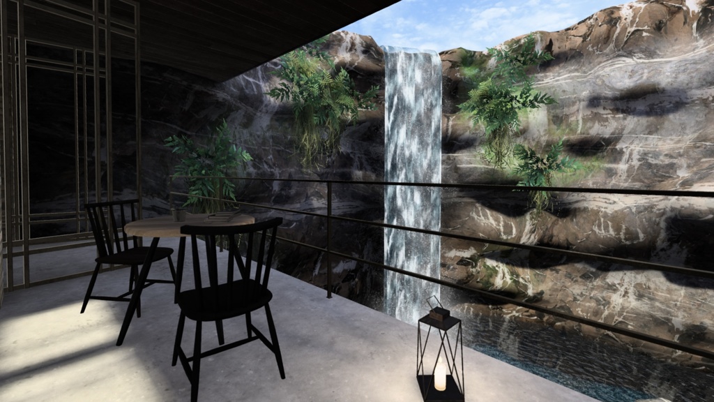 【VRC向けワールド】滝の隠れ家 -Waterfall Hideout-