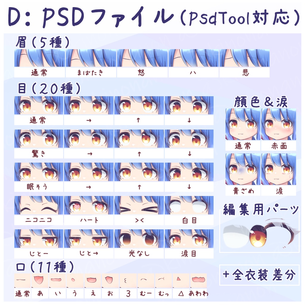 立ち絵素材_ねこみみ女の子_PsdTool可