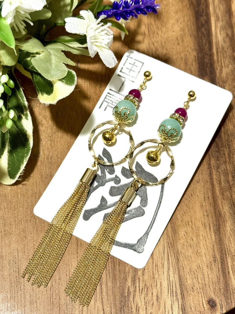 【流】ピアス-翡翠-[N-06]