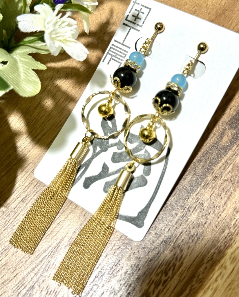 【流】イヤリング-アイオライト-[N-07]