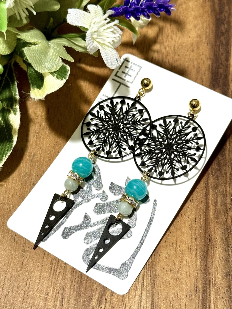 【流】ピアス-アマゾナイト-[N-11]