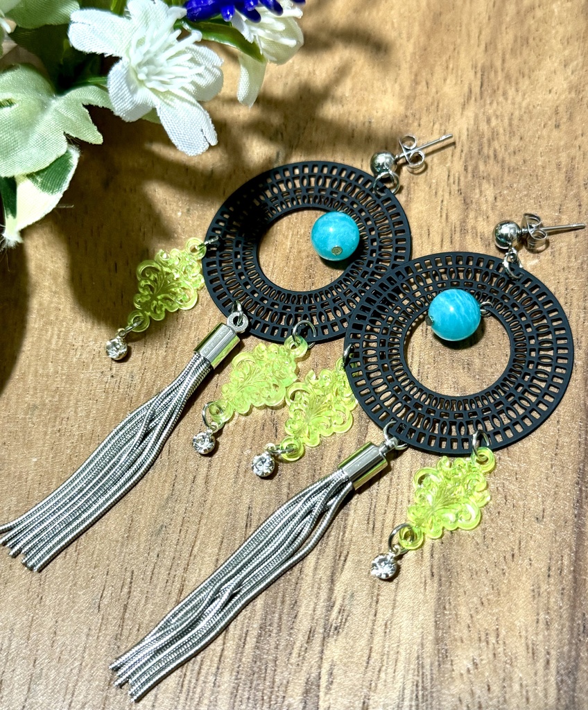 【流】ピアス-アマゾナイト-[N-13]