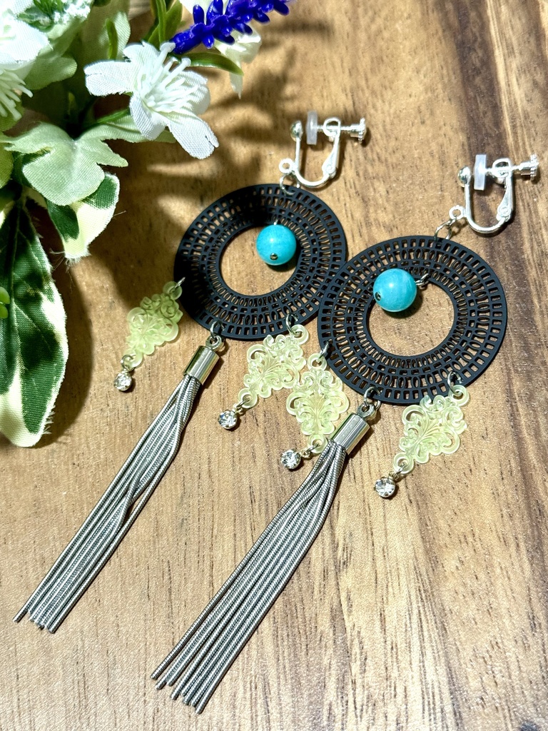 【流】イヤリング-アマゾナイト-[N-14]