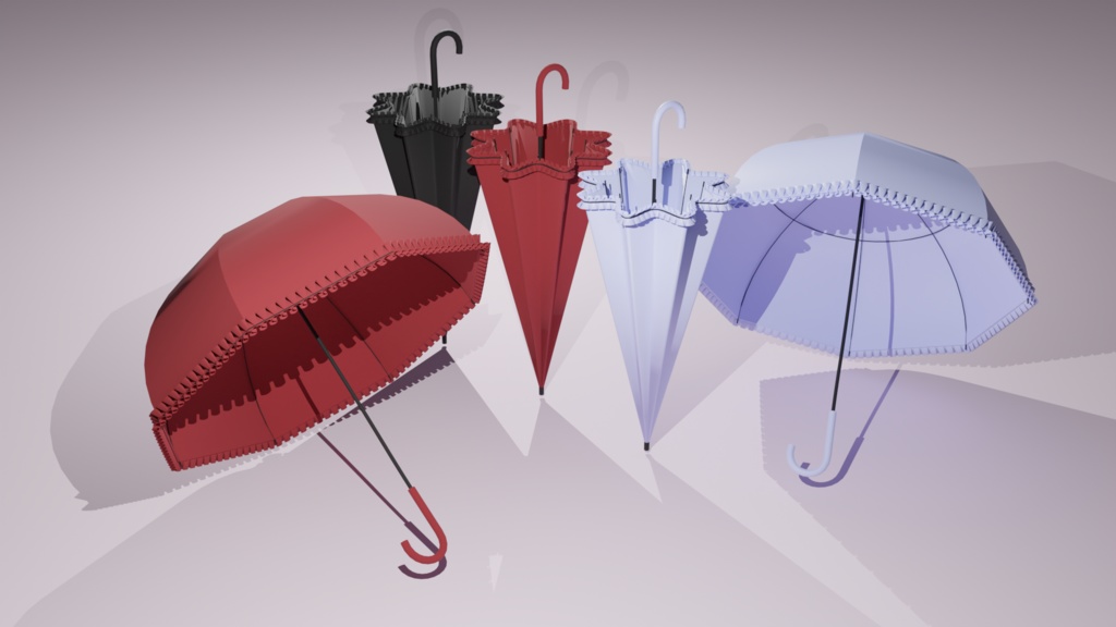 3Dモデル　フリル傘　ビニール傘