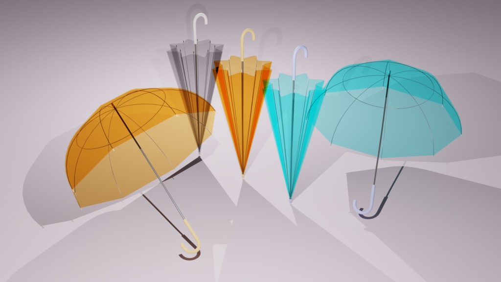 3Dモデル フリル傘 ビニール傘