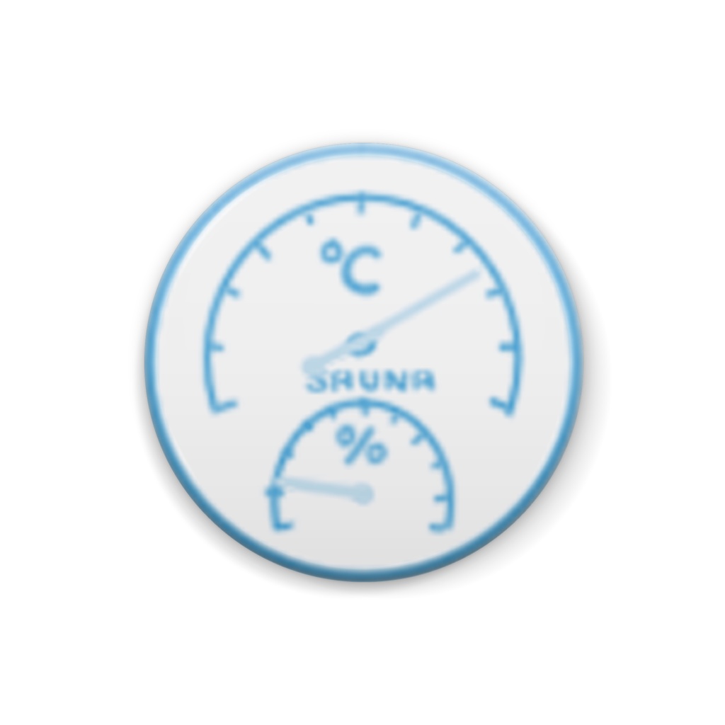 サウナ温湿度計缶バッジ