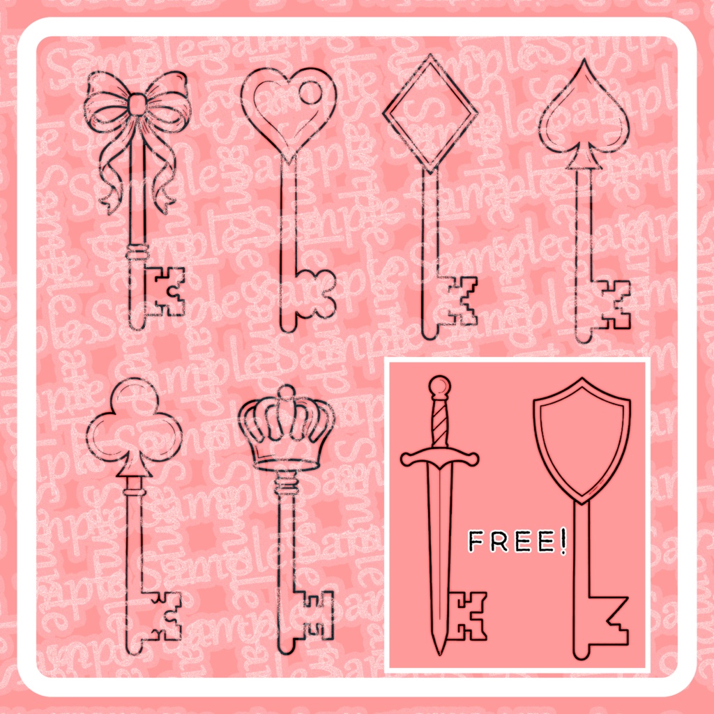【無料版あり】鍵タトゥー 8種類詰め合わせ Key Tattoo 8 Types