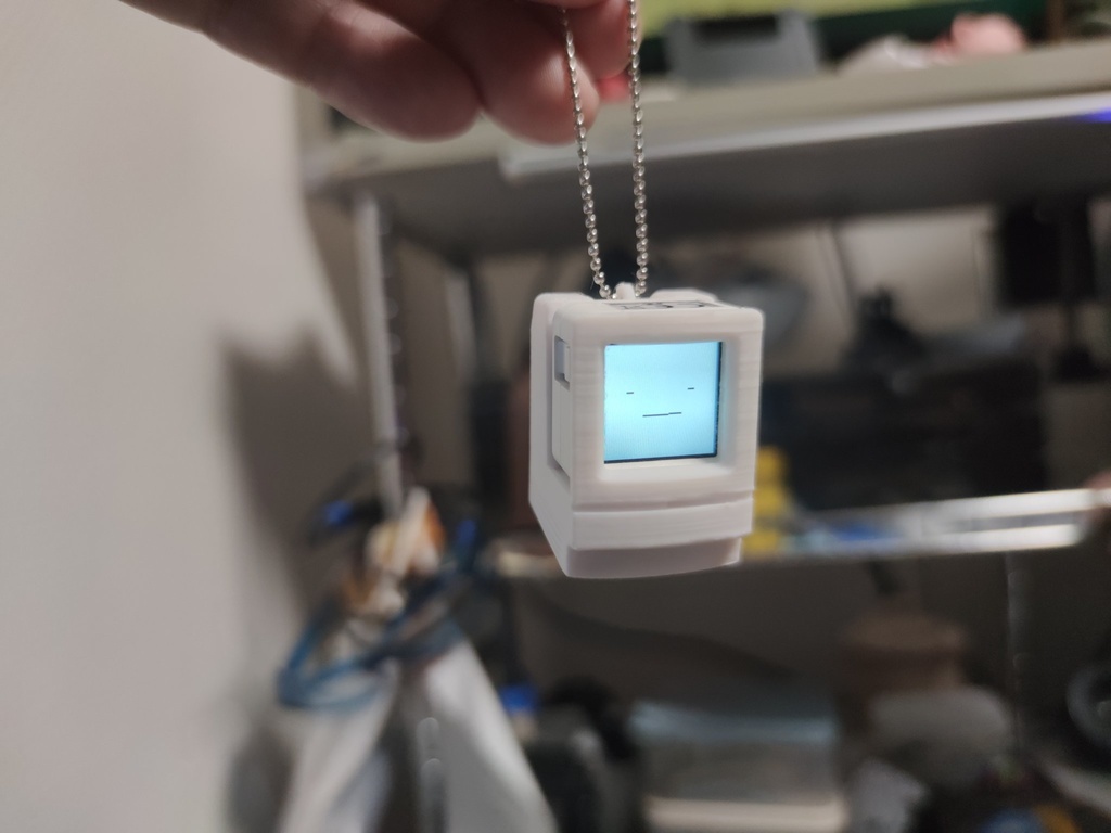 M5 ATOM-S3用レトロPC風スタンド(キーチェーン付)