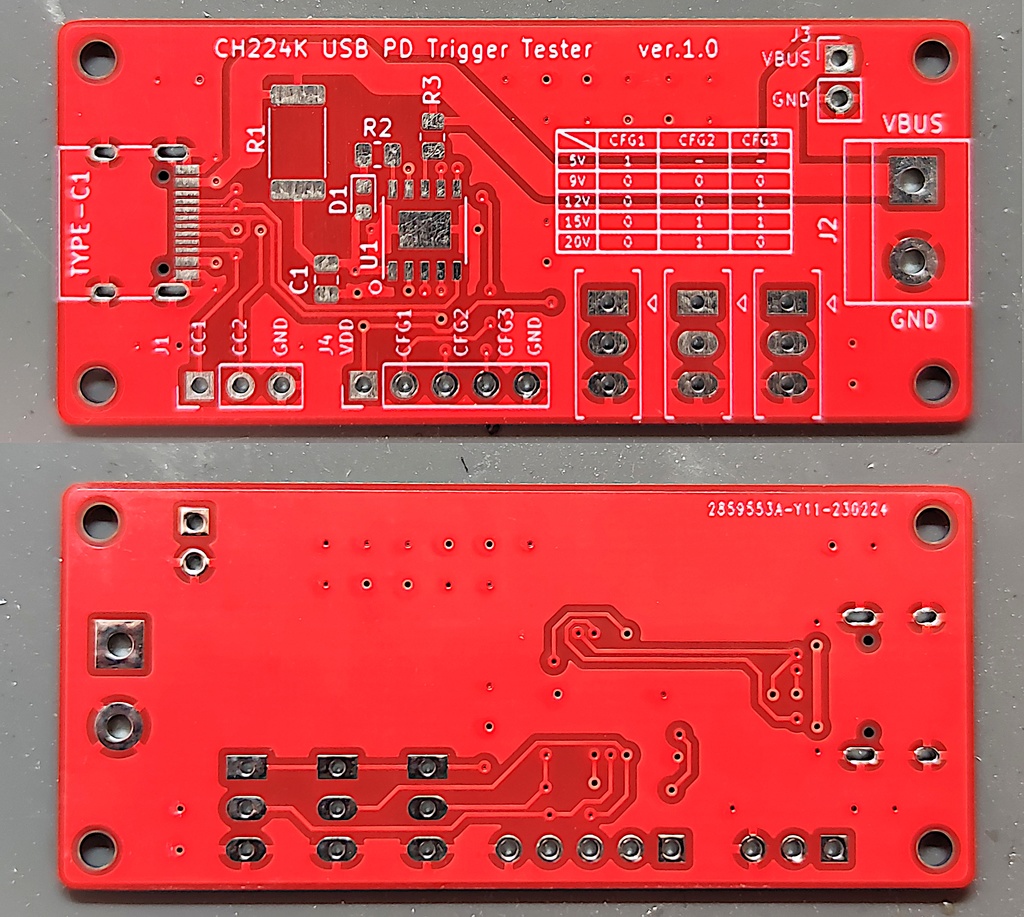 USB PDトリガ用基板(CH224Kバージョン)