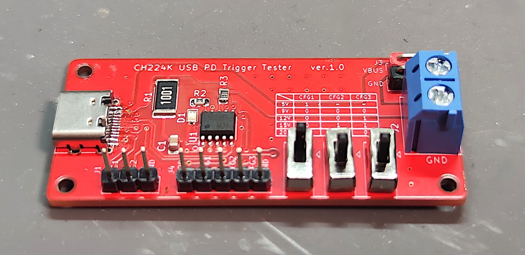USB PDトリガ用基板(CH224Kバージョン)