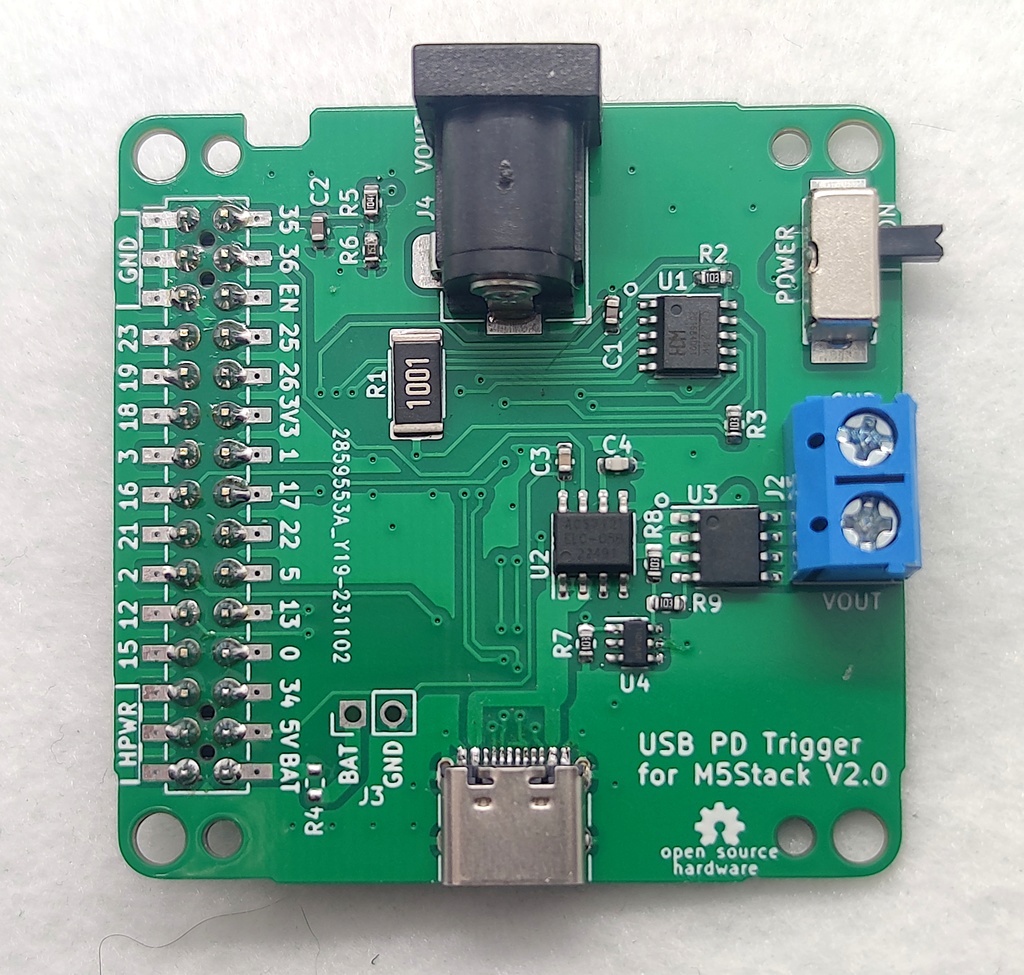 M5Stack Basic/Core2 USB PDトリガモジュール(CH224K版)