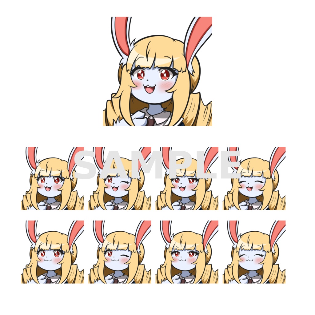 【100円】お嬢様ウサギちゃん SNSアイコン（表情差分8種）