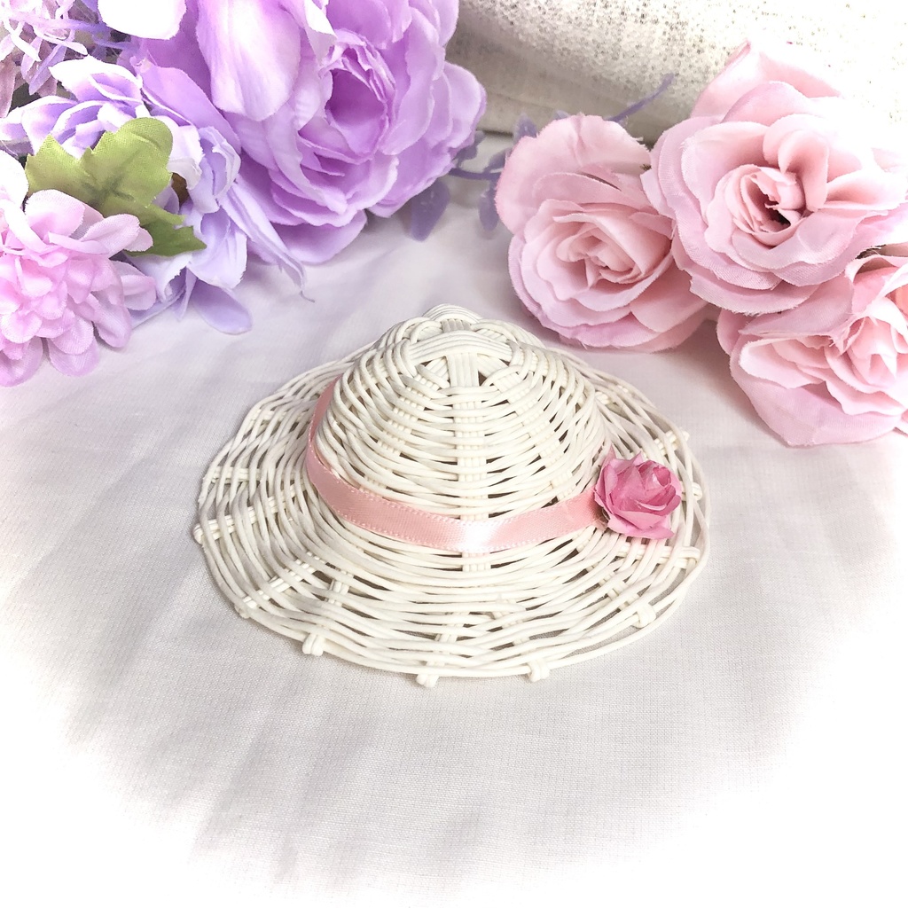 色が選べるにじぱぺサイズ麦わら帽子🌹お花つき🌹