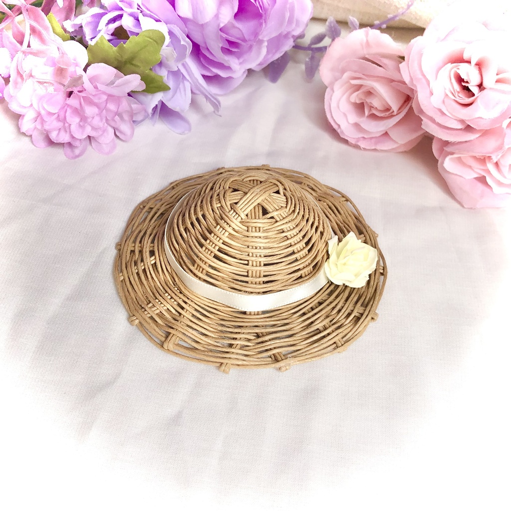 色が選べるにじぱぺサイズ麦わら帽子🌹お花つき🌹