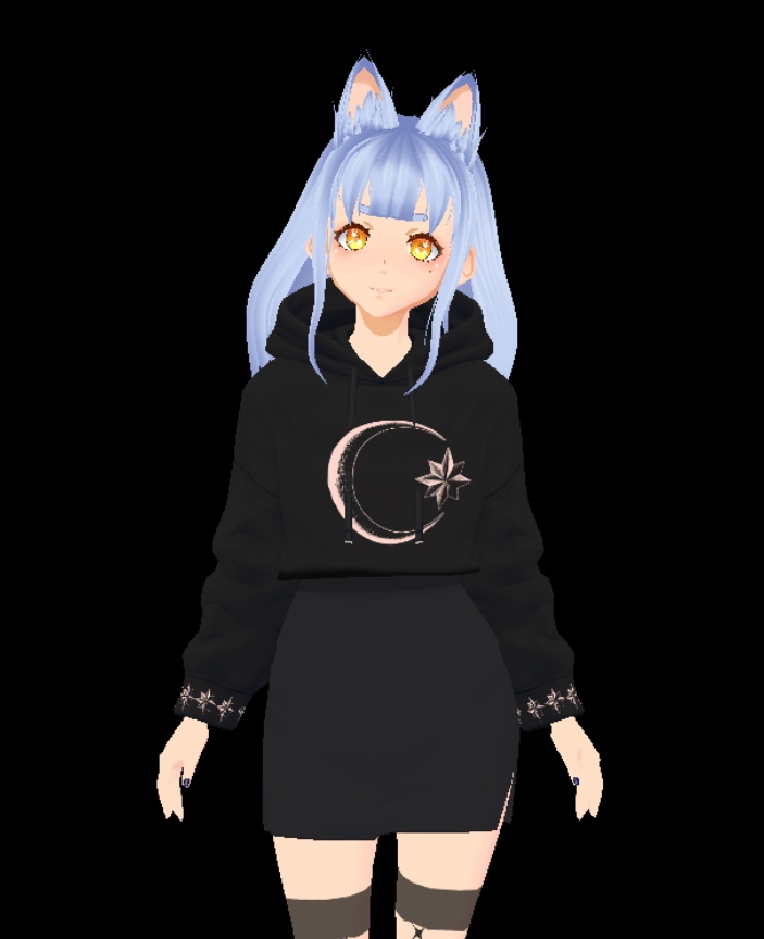 VROID Moon and Stars Crop Hoodie