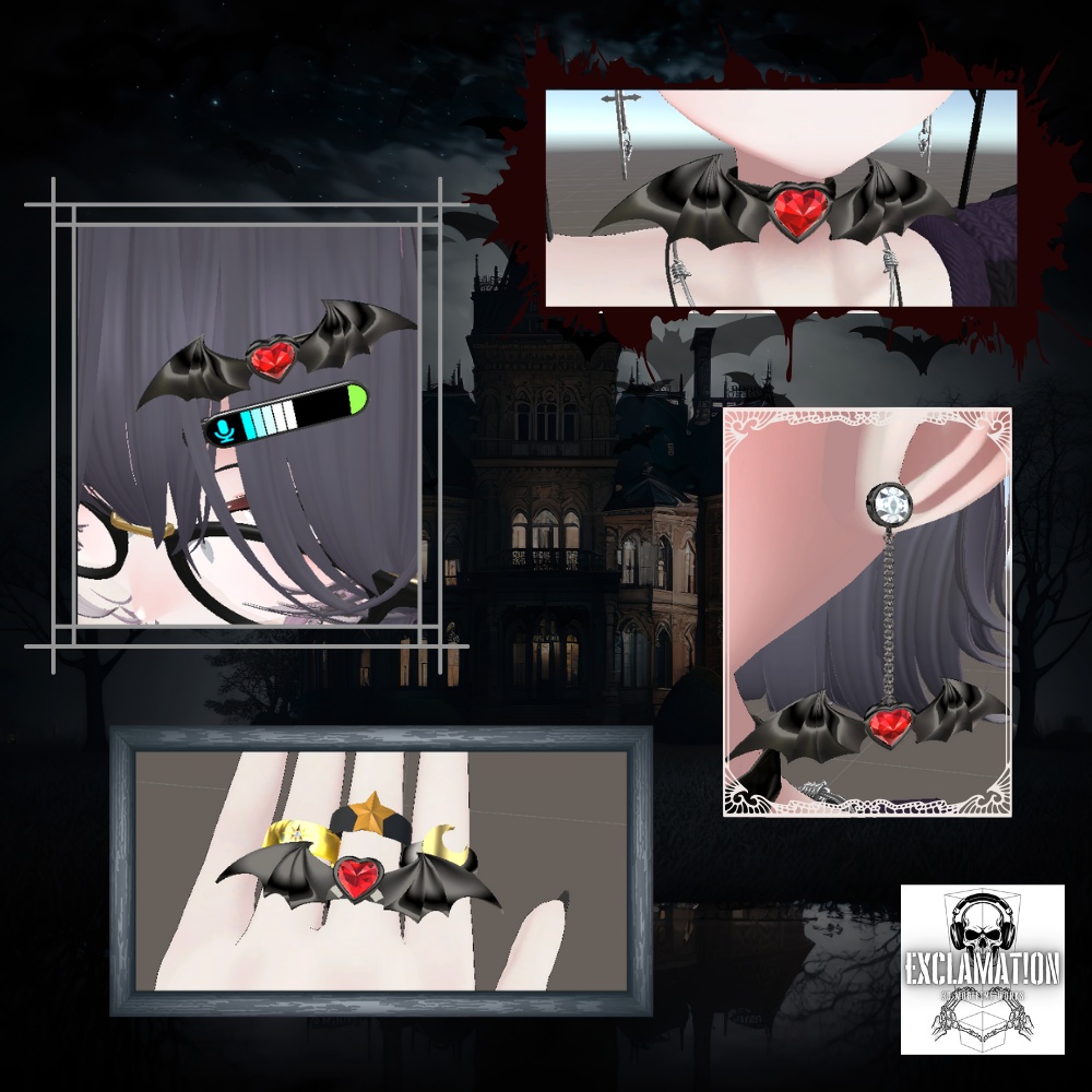 🦇新作追加【VRC想定_アクセサリー4種セット】Veinシリーズ【単体購入可】