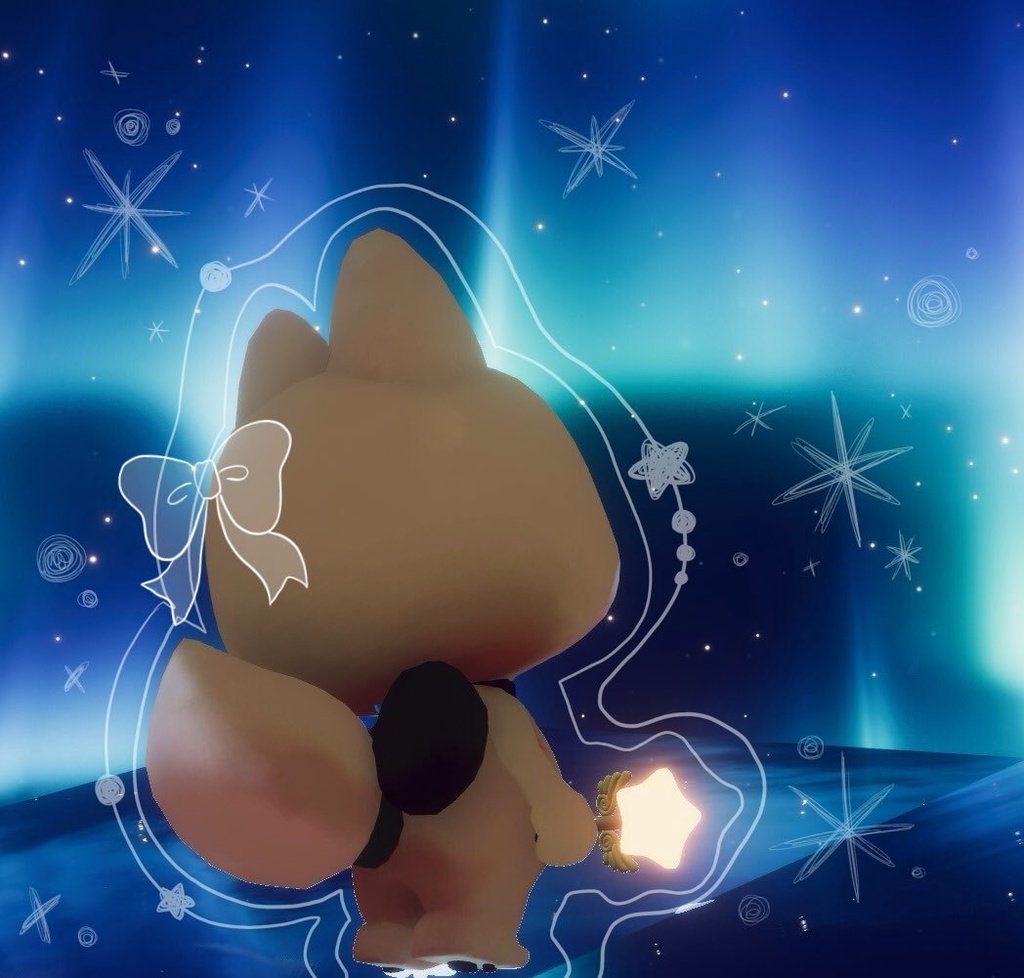 【VRChat/Quest対応】かわいく光る星のステッキ☆