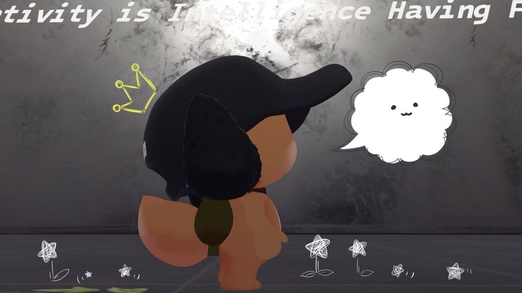 動きに合わせて耳が動く帽子★ 白黒2色 VRChat