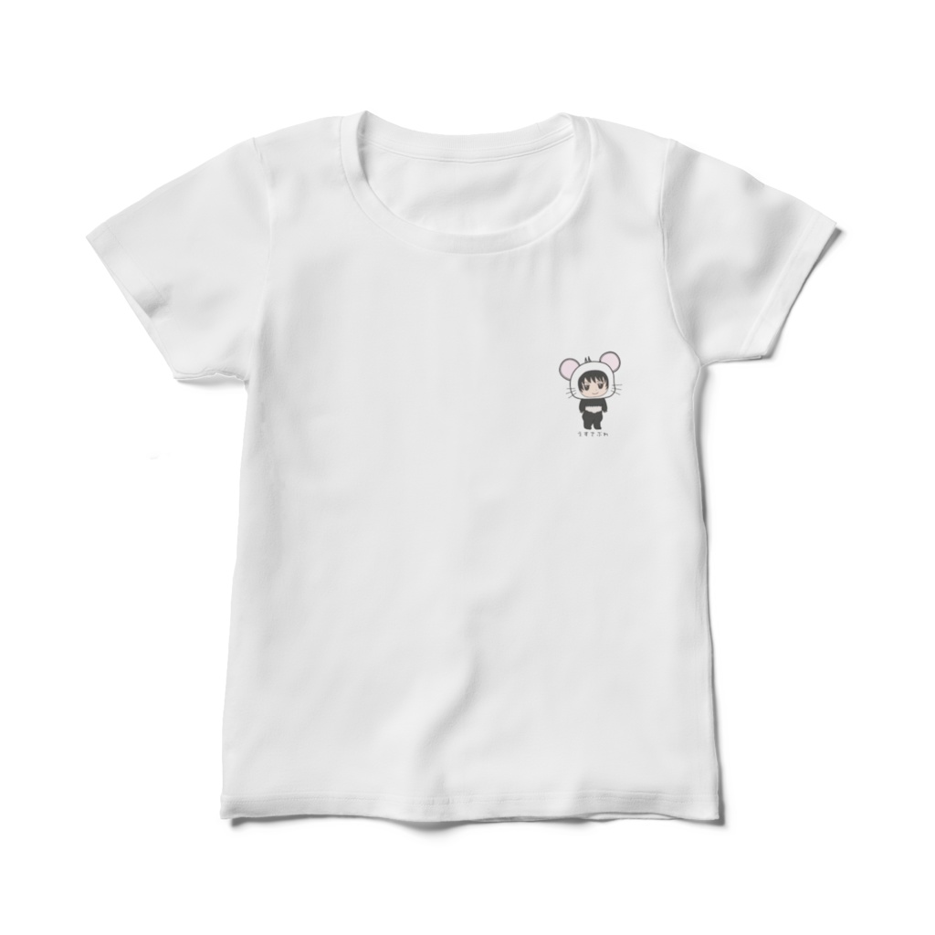 レディース白Tシャツ ねずみさぶれ(カラー・ワンポイント)