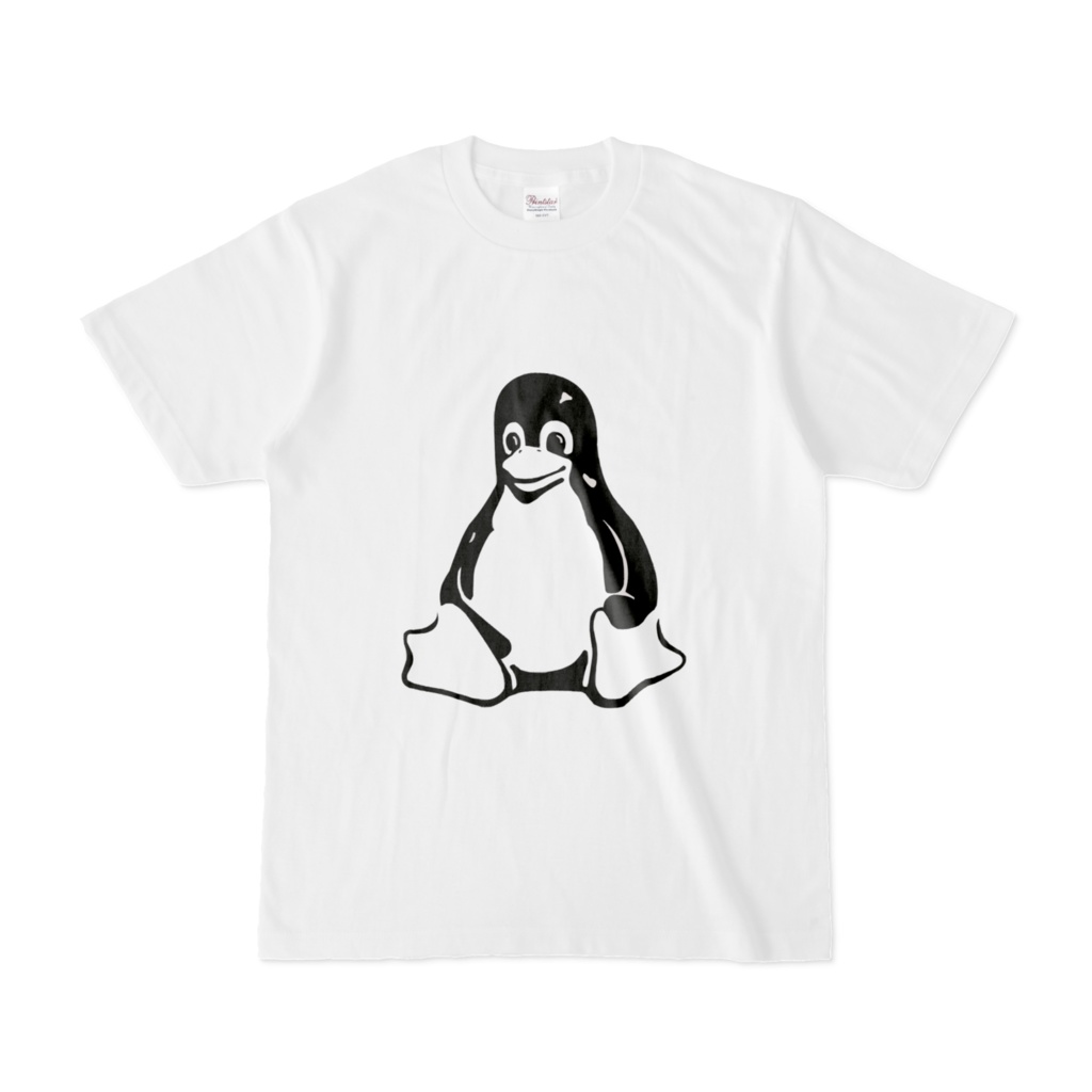 Linux ビッグTuxモノクロロゴTシャツ