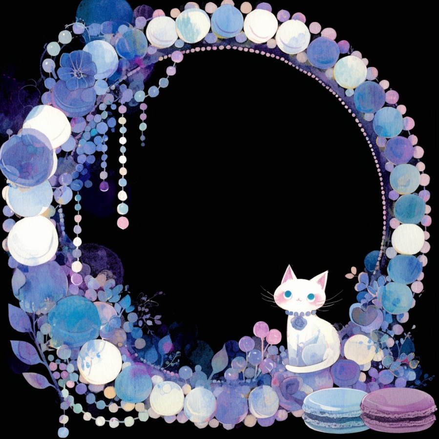 子猫とマカロンのアイコンフレーム