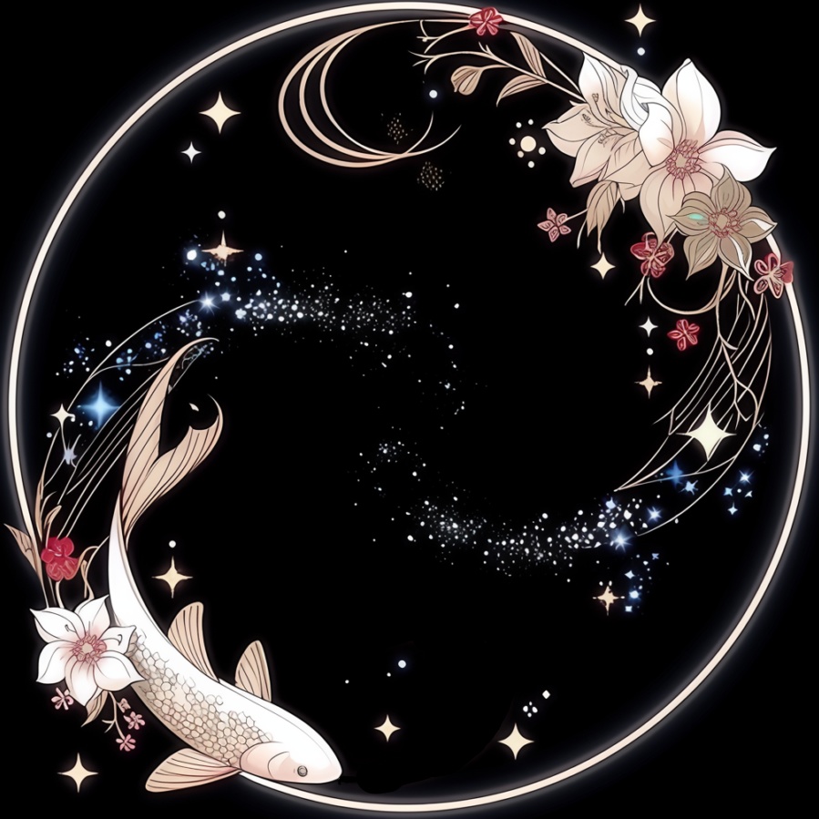 花と金魚のアイコンリング