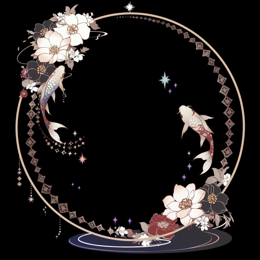鯉と花のアイコンリング