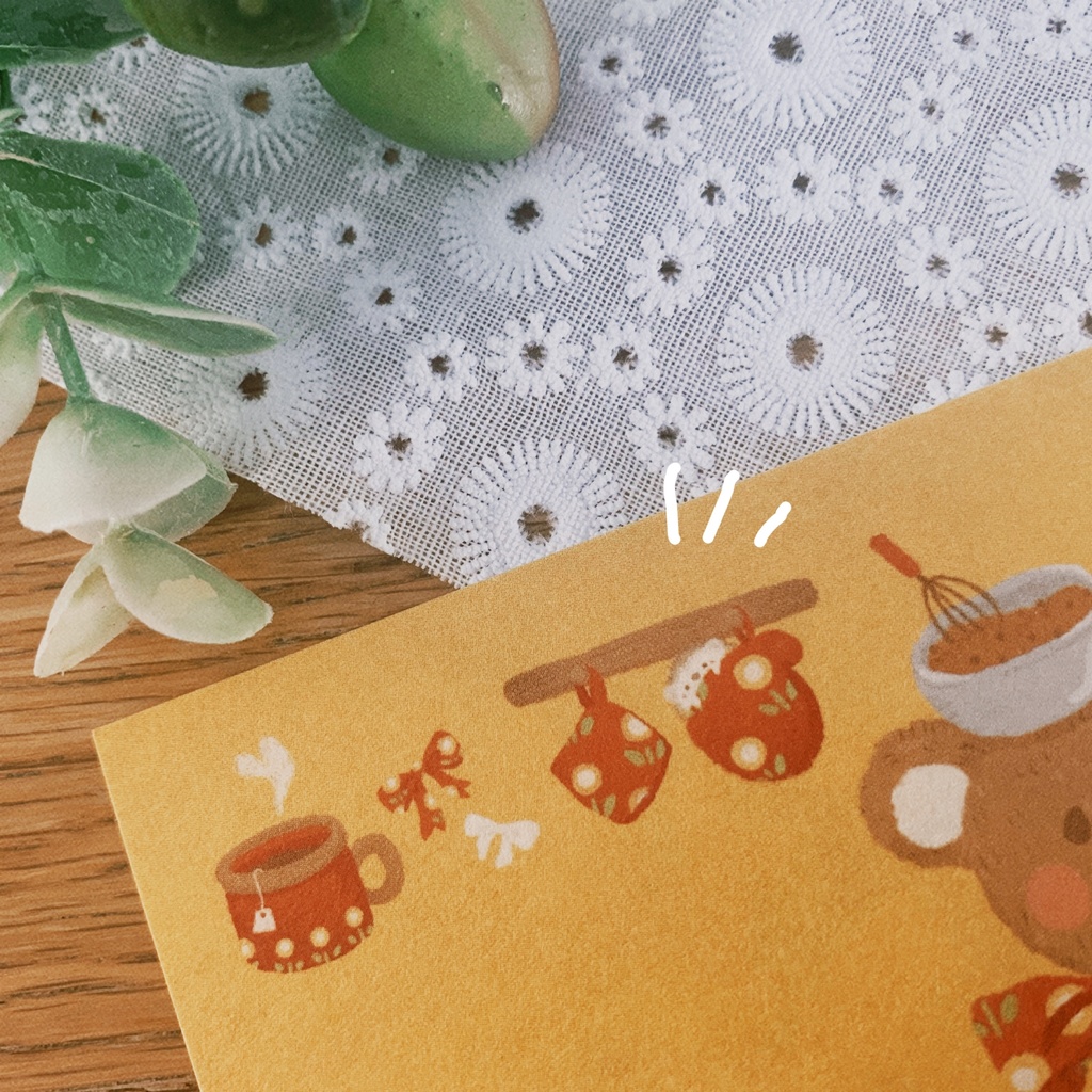 ポストカード『お料理クマ&ねぼすけクマ』2枚セット