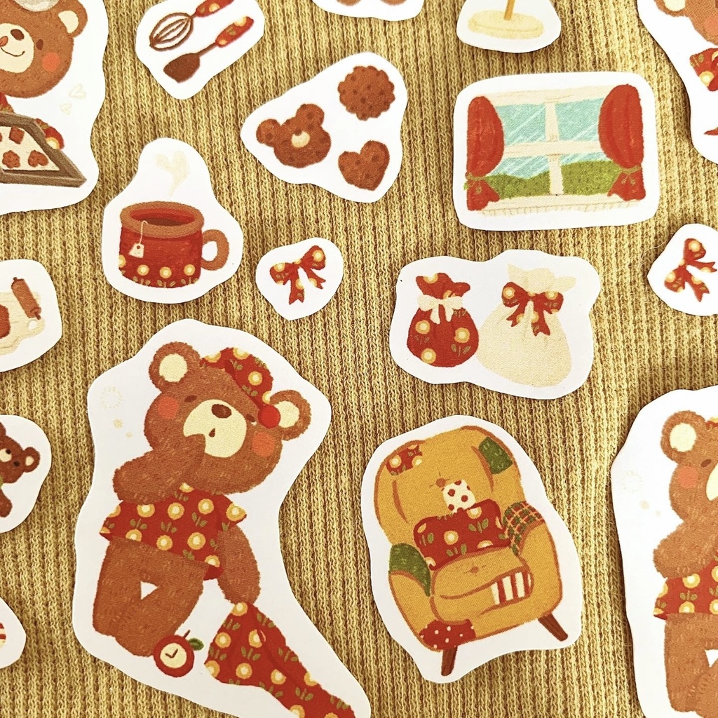 フレークシール『お料理クマとねぼすけクマ』25枚入